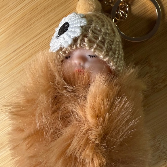 🧚🏻‍♀️ Cute Baby Doll Pom Pom Purse Charm Faux Fur Kawaii Keychain Choose 1 - Picture 4 of 5